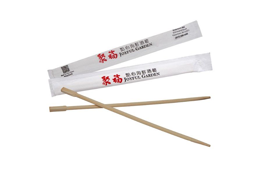 9" Bamboo Chopsticks w/Printed, Sealed Paper Sleeve